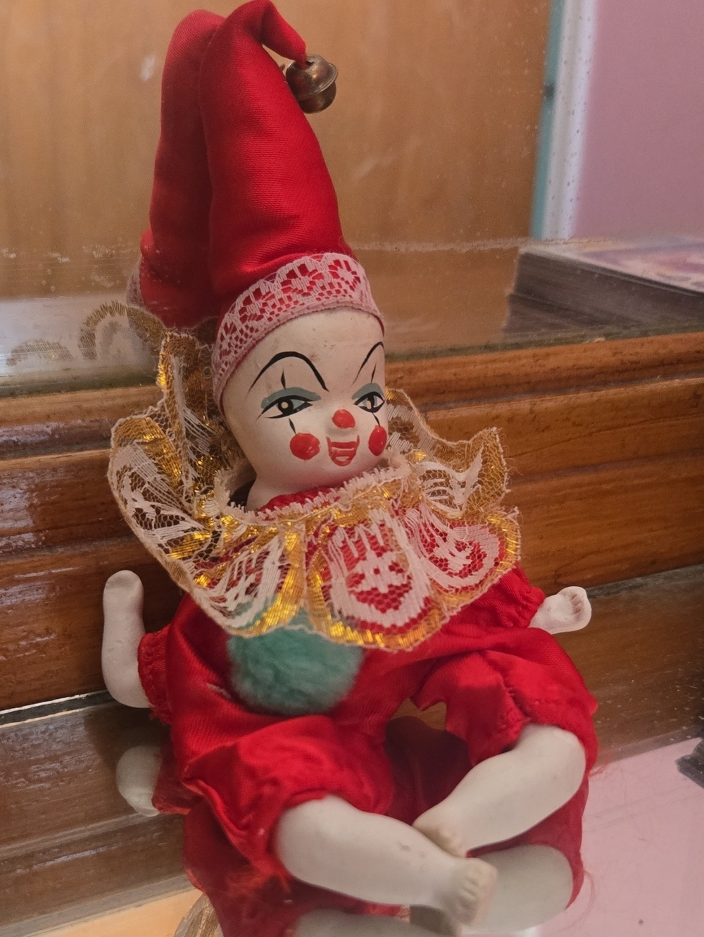 Vintage Red Clown Doll with Lace Ruffle HAUNTED DOLL "Jose"